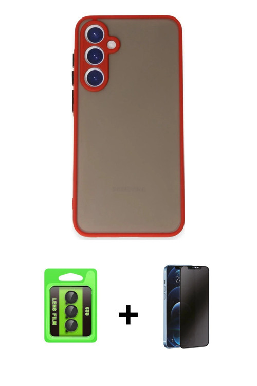 ieg™ Galaxy S23 Kılıf Ahenk Çizgi Serisi - Siyah 3D Antistatik Hayalet Cam Ekran Koruyucu + Siyah Ra