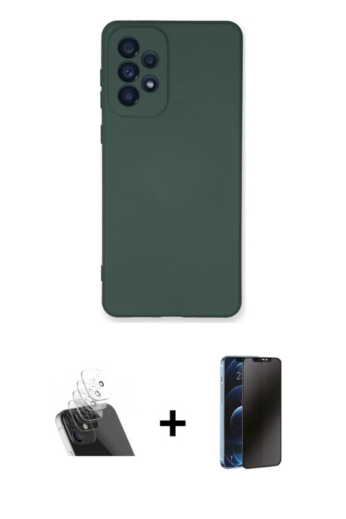 ieg™ Galaxy A53 5G Kılıf Ahenk Serisi - Siyah 3D Antistatik Hayalet Cam Ekran Koruyucu + Şeffaf Kame