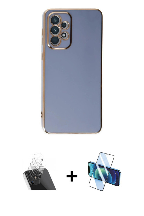 ieg™ Galaxy A73 5G Kılıf Yankı Serisi - Siyah 3D Antistatik Cam Ekran Koruyucu + Şeffaf Kamera Lens