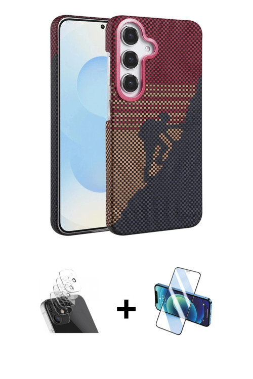 ieg™ Galaxy A54 5G Kılıf Doruk Serisi - Siyah 3D Antistatik Seramik Nano Ekran Koruyucu + Şeffaf Kam