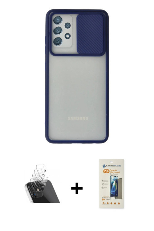 ieg™ Galaxy A72 Kılıf Vadi Çizgi - Siyah 6D Mat Seramik Hayalet Nano Ekran Koruyucu + Şeffaf Kamera