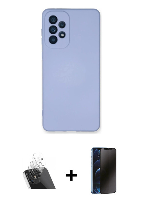 ieg™ Galaxy A53 5G Kılıf Ahenk Serisi - Siyah 3D Antistatik Hayalet Cam Ekran Koruyucu + Şeffaf Kame