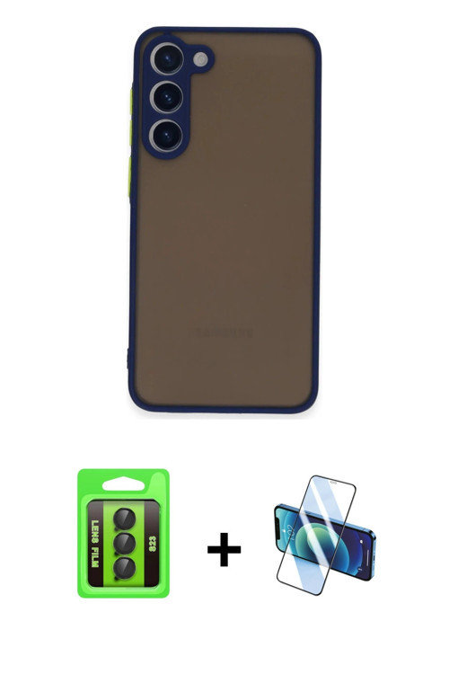 ieg™ Galaxy S23 Kılıf Ahenk Çizgi Serisi - Siyah 3D Antistatik Seramik Nano Ekran Koruyucu + Siyah R