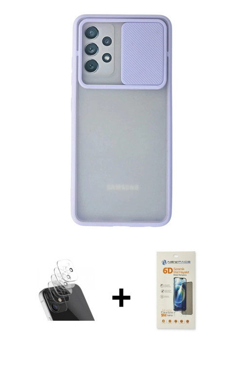 ieg™ Galaxy A72 Kılıf Vadi Çizgi - Siyah 6D Mat Seramik Hayalet Nano Ekran Koruyucu + Şeffaf Kamera