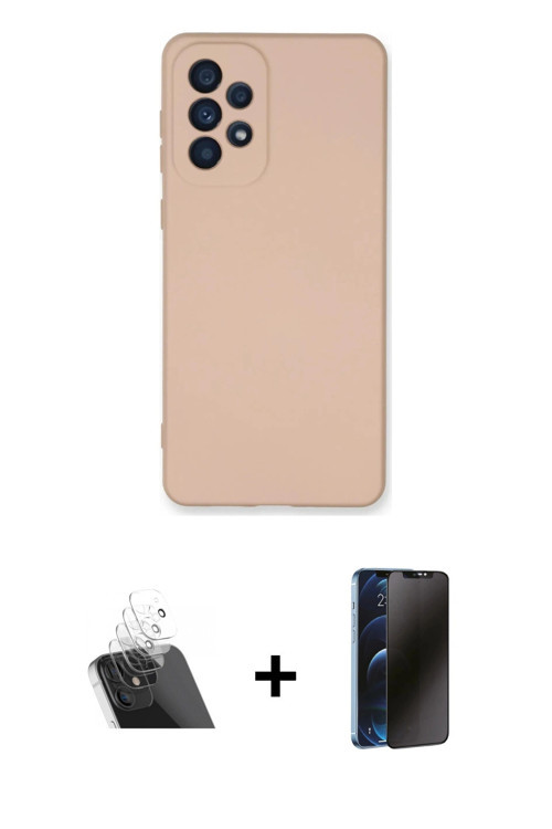 ieg™ Galaxy A53 5G Kılıf Ahenk Serisi - Siyah 3D Antistatik Hayalet Cam Ekran Koruyucu + Şeffaf Kame