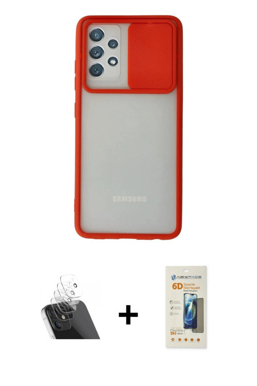 ieg™ Galaxy A72 Kılıf Vadi Çizgi - Siyah 6D Mat Seramik Hayalet Nano Ekran Koruyucu + Şeffaf Kamera
