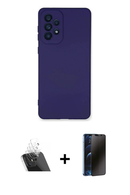 ieg™ Galaxy A53 5G Kılıf Ahenk Serisi - Siyah 3D Antistatik Hayalet Cam Ekran Koruyucu + Şeffaf Kame