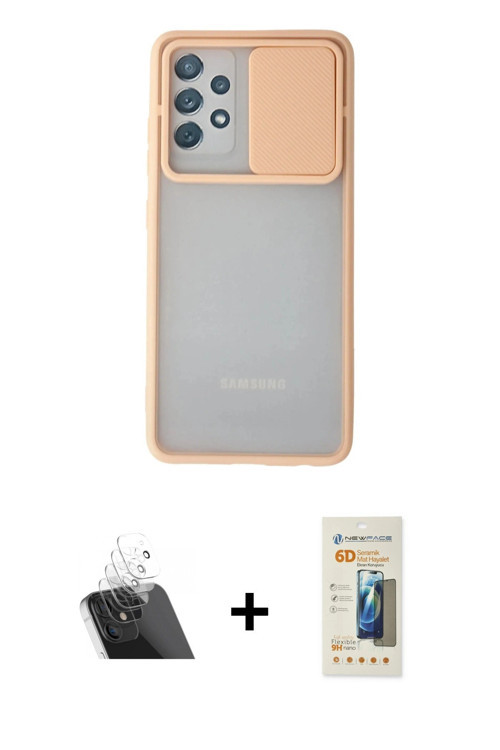 ieg™ Galaxy A72 Kılıf Vadi Çizgi - Siyah 6D Mat Seramik Hayalet Nano Ekran Koruyucu + Şeffaf Kamera