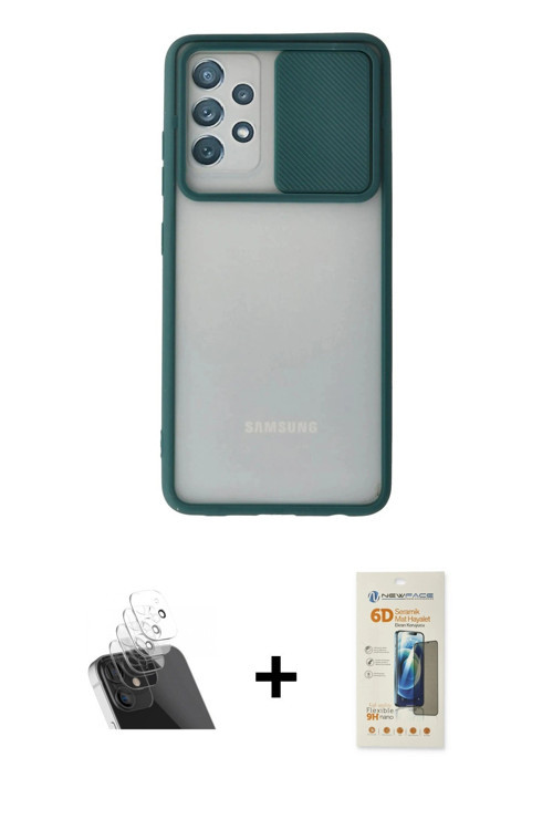 ieg™ Galaxy A72 Kılıf Vadi Çizgi - Siyah 6D Mat Seramik Hayalet Nano Ekran Koruyucu + Şeffaf Kamera