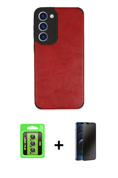 ieg™ Galaxy S23 Kılıf Doruk Asil Koleksiyonu - Siyah 3D Antistatik Hayalet Cam Ekran Koruyucu + Yeşi