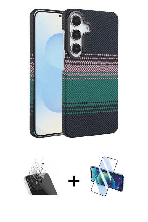 ieg™ Galaxy A54 5G Kılıf Doruk Serisi - Siyah 3D Antistatik Seramik Nano Ekran Koruyucu + Şeffaf Kam