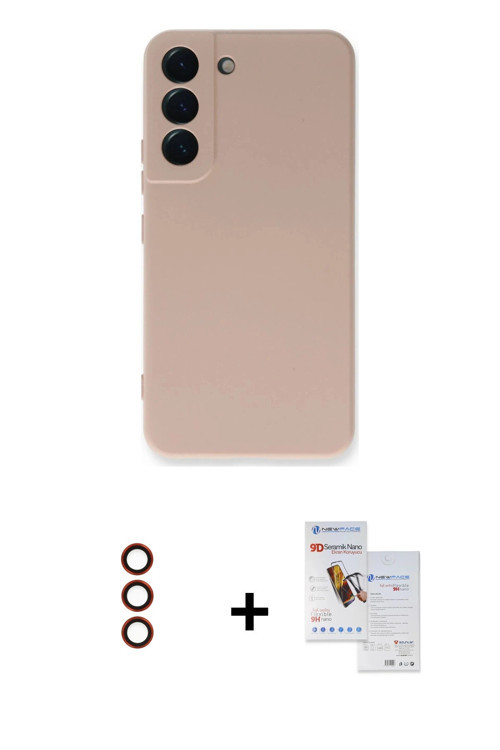 ieg™ Galaxy S23 Plus Kılıf Ahenk Serisi - Siyah Seramik Nano Ekran Koruyucu + Kırmızı Metal Kamera L