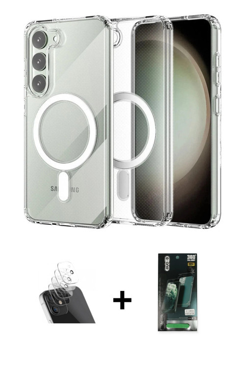 ieg™ Galaxy S23 Plus Kılıf Ahenk Yansıma Prime - Siyah 360 Mat Full Body Arka Koruyucu + Şeffaf Kame