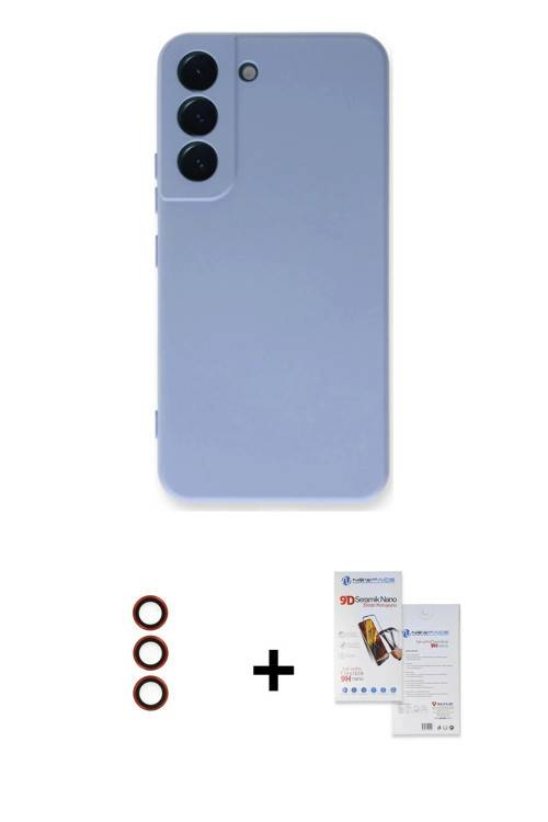 ieg™ Galaxy S23 Plus Kılıf Ahenk Serisi - Siyah Seramik Nano Ekran Koruyucu + Kırmızı Metal Kamera L
