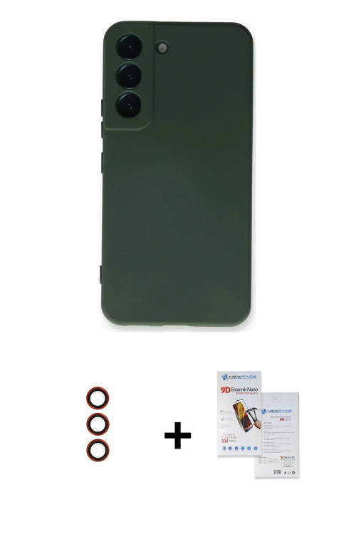 ieg™ Galaxy S23 Plus Kılıf Ahenk Serisi - Siyah Seramik Nano Ekran Koruyucu + Kırmızı Metal Kamera L