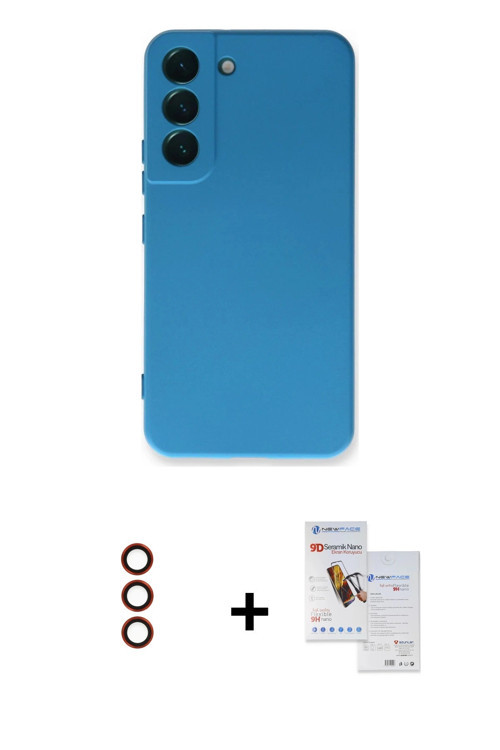 ieg™ Galaxy S23 Plus Kılıf Ahenk Serisi - Siyah Seramik Nano Ekran Koruyucu + Kırmızı Metal Kamera L
