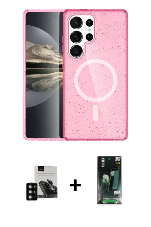ieg™ Galaxy S23 Ultra Kılıf Nova Asil Prime - Siyah 360 Mat Full Body Arka Koruyucu + Siyah PVD Meta