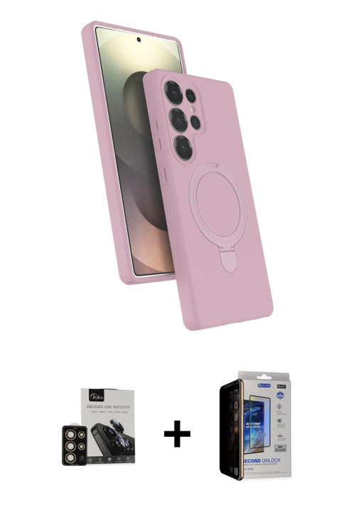 ieg™ Galaxy S23 Ultra Kılıf İz Işık Koleksiyonu - Siyah Durable Full Glue Curved Hayalet Cam + Gold