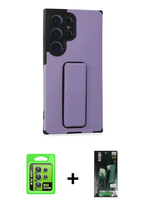 ieg™ Galaxy S23 Ultra Kılıf Çekirdek Yansıma - Siyah 360 Mat Full Body Arka Koruyucu + Yeşil Raze Me