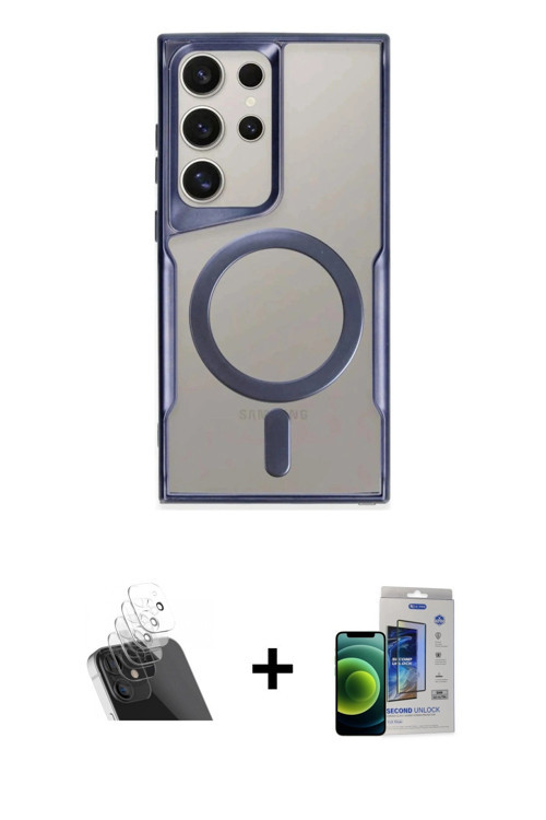 ieg™ Galaxy S23 Ultra Kılıf Yadigar Klasik Özel Seri - Siyah Durable Full Glue Curved Cam + Şeffaf K