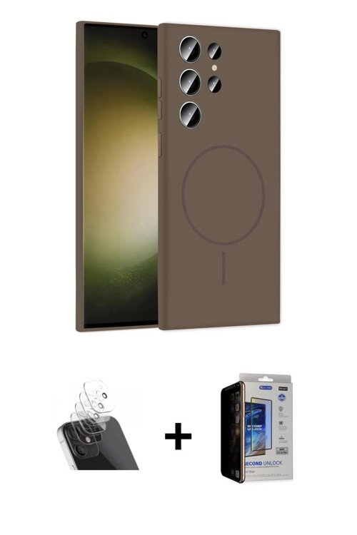 ieg™ Galaxy S23 Ultra Kılıf Yankı Form Serisi - Siyah Durable Full Glue Curved Hayalet Cam + Şeffaf