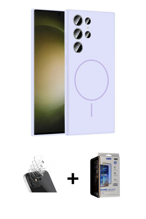 ieg™ Galaxy S23 Ultra Kılıf Yankı Form Serisi - Siyah Durable Full Glue Curved Hayalet Cam + Şeffaf