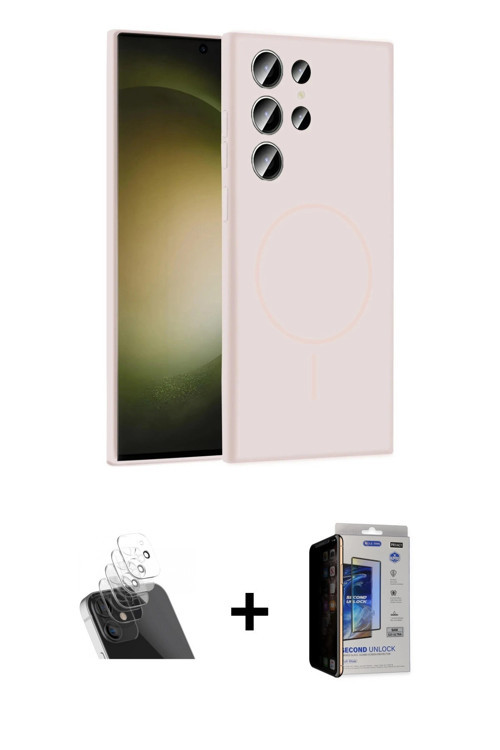 ieg™ Galaxy S23 Ultra Kılıf Yankı Form Serisi - Siyah Durable Full Glue Curved Hayalet Cam + Şeffaf
