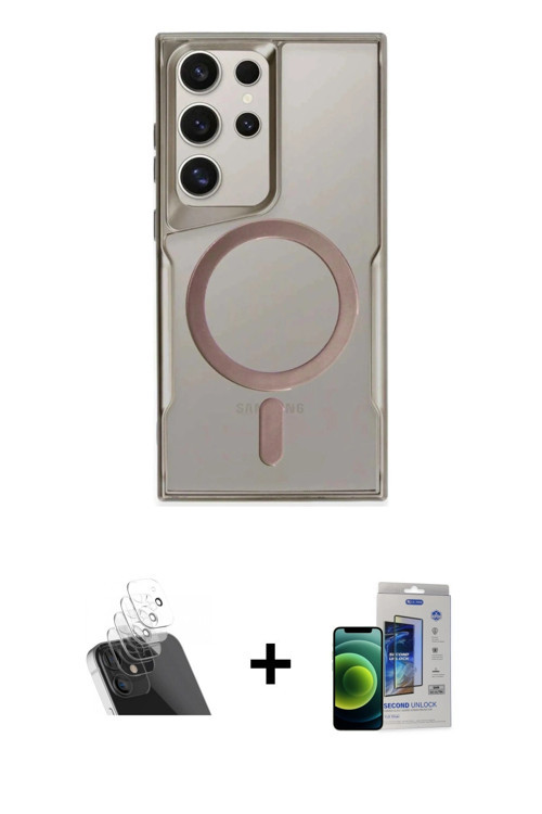 ieg™ Galaxy S23 Ultra Kılıf Yadigar Klasik Özel Seri - Siyah Durable Full Glue Curved Cam + Şeffaf K