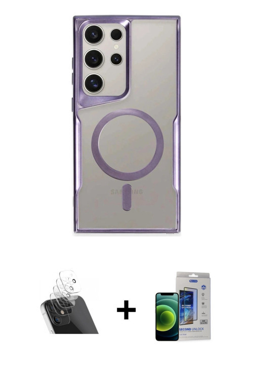 ieg™ Galaxy S23 Ultra Kılıf Yadigar Klasik Özel Seri - Siyah Durable Full Glue Curved Cam + Şeffaf K