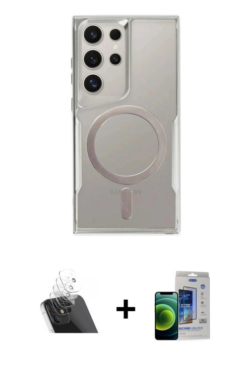 ieg™ Galaxy S23 Ultra Kılıf Yadigar Klasik Özel Seri - Siyah Durable Full Glue Curved Cam + Şeffaf K