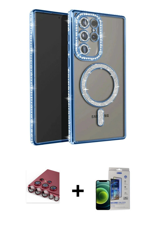 ieg™ Galaxy S23 Ultra Kılıf Zirve Doku Prime - Siyah Durable Full Glue Curved Cam + Kırmızı Valdez M