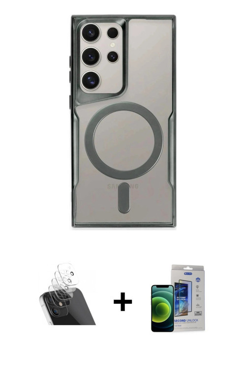ieg™ Galaxy S23 Ultra Kılıf Yadigar Klasik Özel Seri - Siyah Durable Full Glue Curved Cam + Şeffaf K