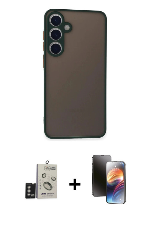 ieg™ Galaxy S24 Kılıf Ahenk Çizgi Serisi - Siyah 3D Antistatik Mat Seramik Nano Ekran Koruyucu + Der