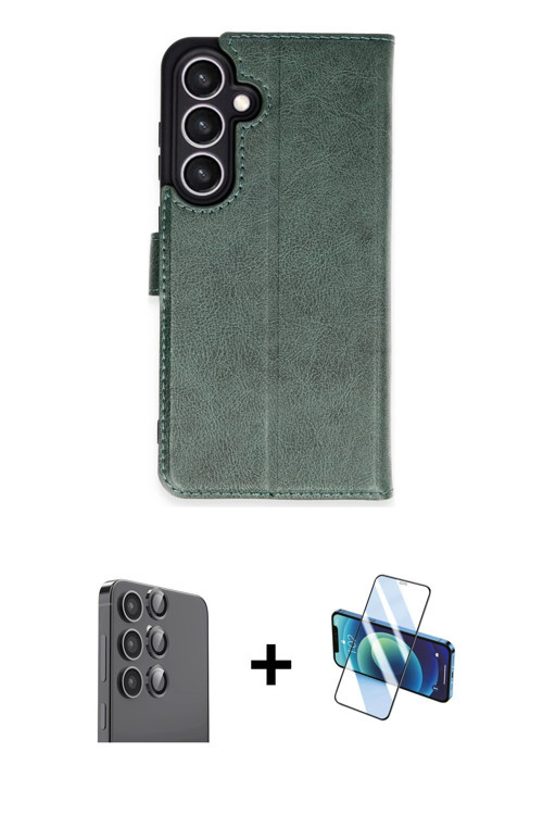 ieg™ Galaxy S24 FE Kılıf Siluet Işık Serisi - Siyah 3D Antistatik Cam Ekran Koruyucu + Siyah Raze Me