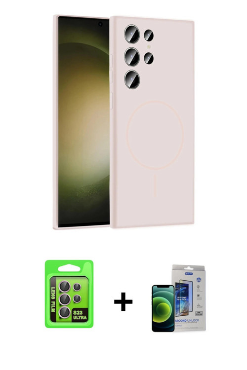 ieg™ Galaxy S23 Ultra Kılıf Yankı Form Serisi - Siyah Durable Full Glue Curved Cam + Lila Raze Metal