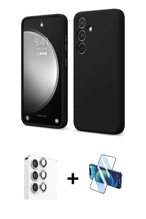 ieg™ Galaxy S24 FE Kılıf Kozmos Yansıma Özel Seri - Siyah 3D Antistatik Seramik Nano Ekran Koruyucu