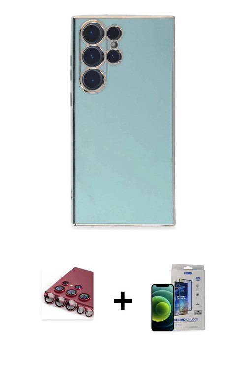 ieg™ Galaxy S23 Ultra Kılıf Yankı Serisi - Siyah Durable Full Glue Curved Cam + Kırmızı Valdez Metal