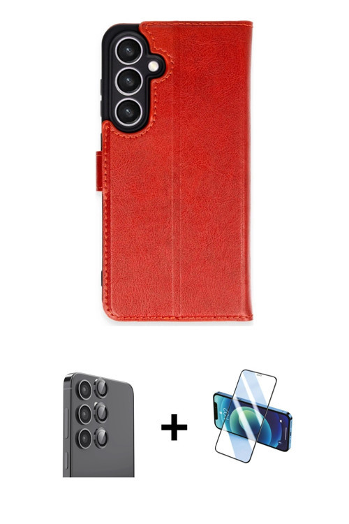 ieg™ Galaxy S24 FE Kılıf Siluet Işık Serisi - Siyah 3D Antistatik Cam Ekran Koruyucu + Siyah Raze Me
