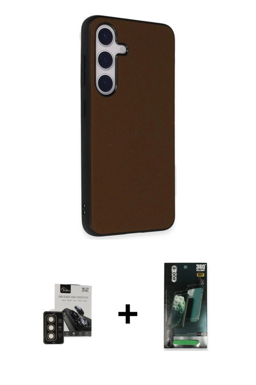 ieg™ Galaxy S24 Kılıf Akış Asil Koleksiyonu - Siyah 360 Mat Full Body Arka Koruyucu + Gold PVD Metal