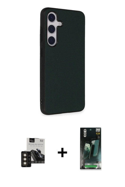 ieg™ Galaxy S24 Kılıf Akış Asil Koleksiyonu - Siyah 360 Mat Full Body Arka Koruyucu + Gold PVD Metal