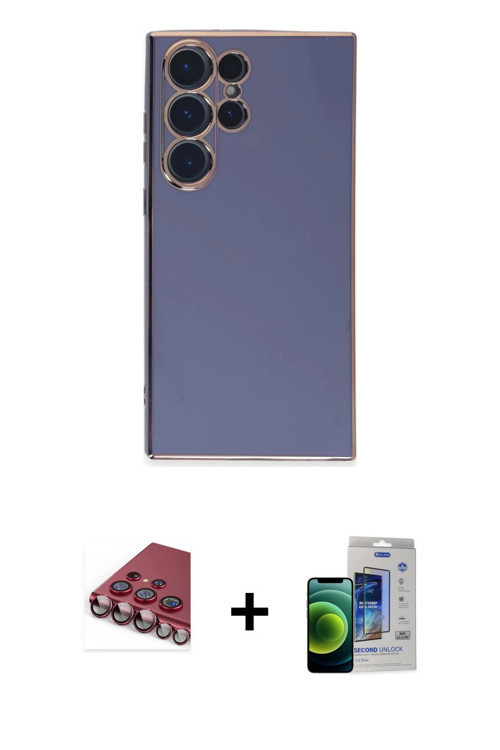 ieg™ Galaxy S23 Ultra Kılıf Yankı Serisi - Siyah Durable Full Glue Curved Cam + Kırmızı Valdez Metal