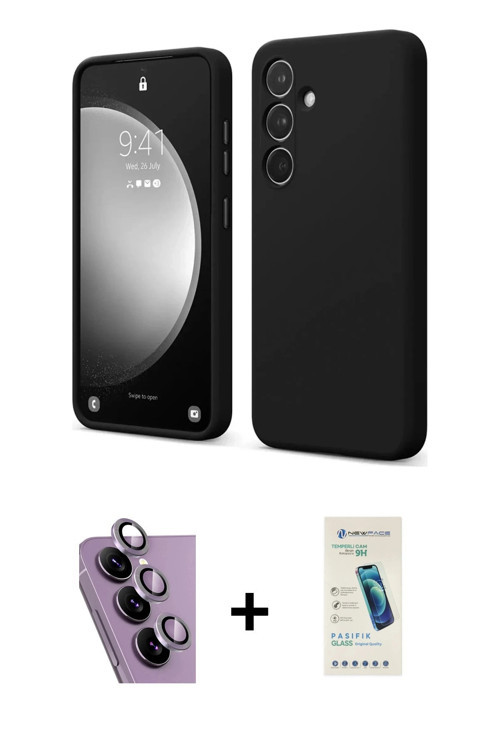 ieg™ Galaxy S24 FE Kılıf Kozmos Yansıma Özel Seri - Şeffaf Pasifik Cam Ekran Koruyucu + Mor Raze Met