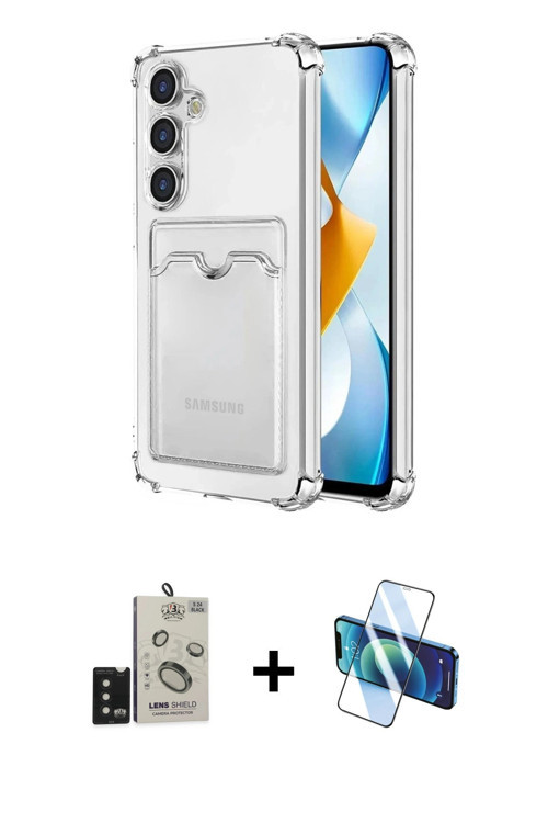 ieg™ Galaxy S24 Kılıf Doruk Klasik Koleksiyonu - Siyah 3D Antistatik Cam Ekran Koruyucu + Siyah Bilv