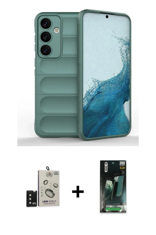 ieg™ Galaxy S24 Kılıf Atlas Koleksiyonu - Şeffaf 360 Full Body Arka Koruyucu + Siyah Bilvis Titan Ka