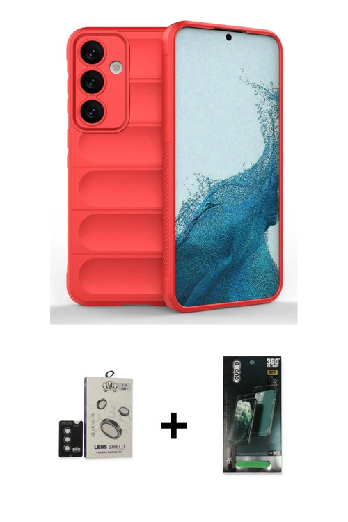 ieg™ Galaxy S24 Kılıf Atlas Koleksiyonu - Siyah 360 Mat Full Body Arka Koruyucu + Titanyum Gri Bilvi