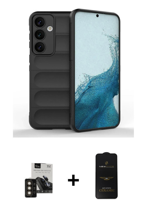 ieg™ Galaxy S24 Kılıf Atlas Koleksiyonu - Siyah 6D Antistatik Mat Seramik Hayalet Nano Ekran Koruyuc