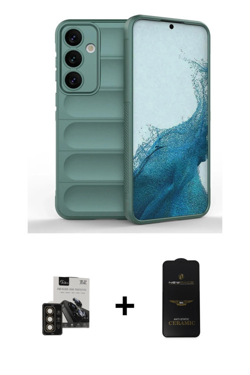 ieg™ Galaxy S24 Kılıf Atlas Koleksiyonu - Siyah 6D Antistatik Mat Seramik Hayalet Nano Ekran Koruyuc