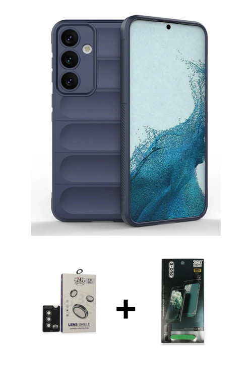 ieg™ Galaxy S24 Kılıf Atlas Koleksiyonu - Siyah 360 Mat Full Body Arka Koruyucu + Titanyum Gri Bilvi