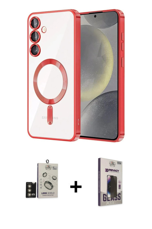 ieg™ Galaxy S24 Kılıf Nova Işık Özel Seri - Siyah Bilvis Hayalet Cam Ekran Koruyucu + Gold Bilvis Ti