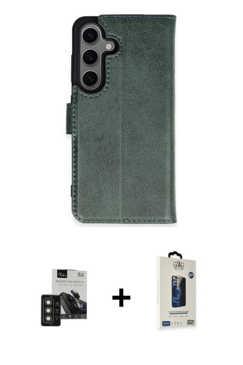 ieg™ Galaxy S24 Kılıf Siluet Işık Serisi - Siyah Bilvis Hayalet Cam Ekran Koruyucu + Titan Gri PVD M